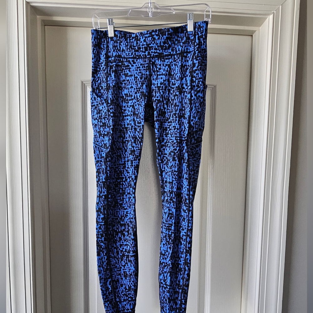 Lululemon Womens Speed Up Tight 28" Urban Block Wild Bluebell Black 8
